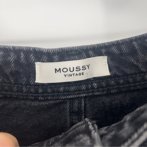 Moussy Vintage Elba Center Press Black Wide Leg Crop Designer Denim Jeans 30 - Picture 6 of 11